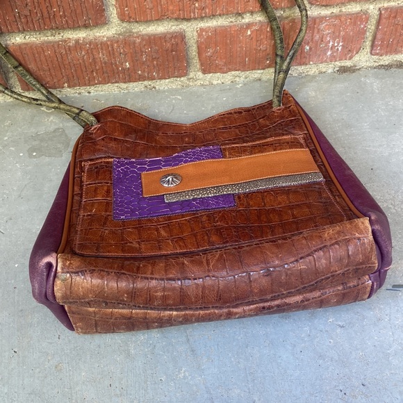 Rare James Culver Leather Croc Embossed Shoulder Bag - Picture 6 of 14